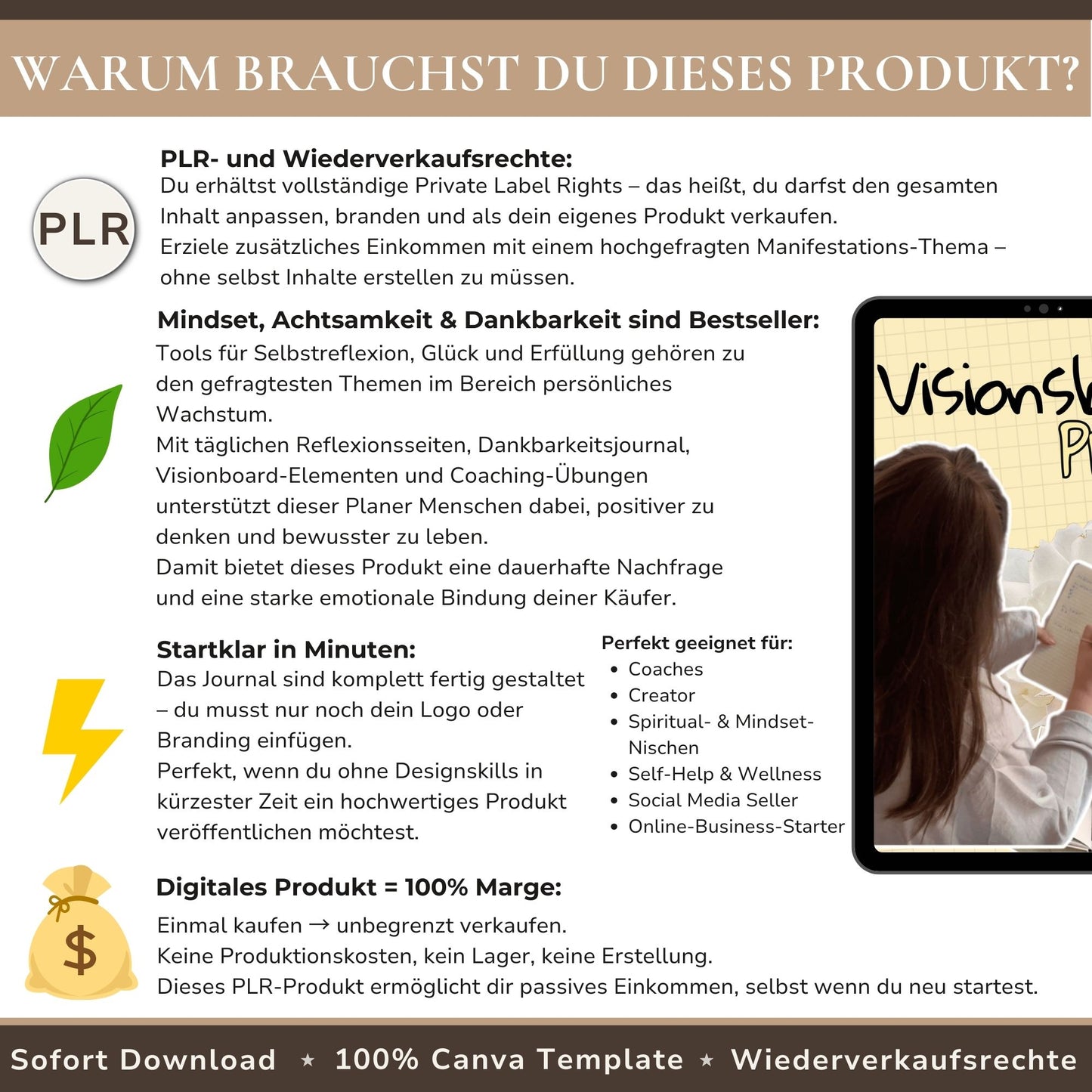 Visionsboard Planer - Mindset, Achtsamkeit und Dankbarkeit im Alltag