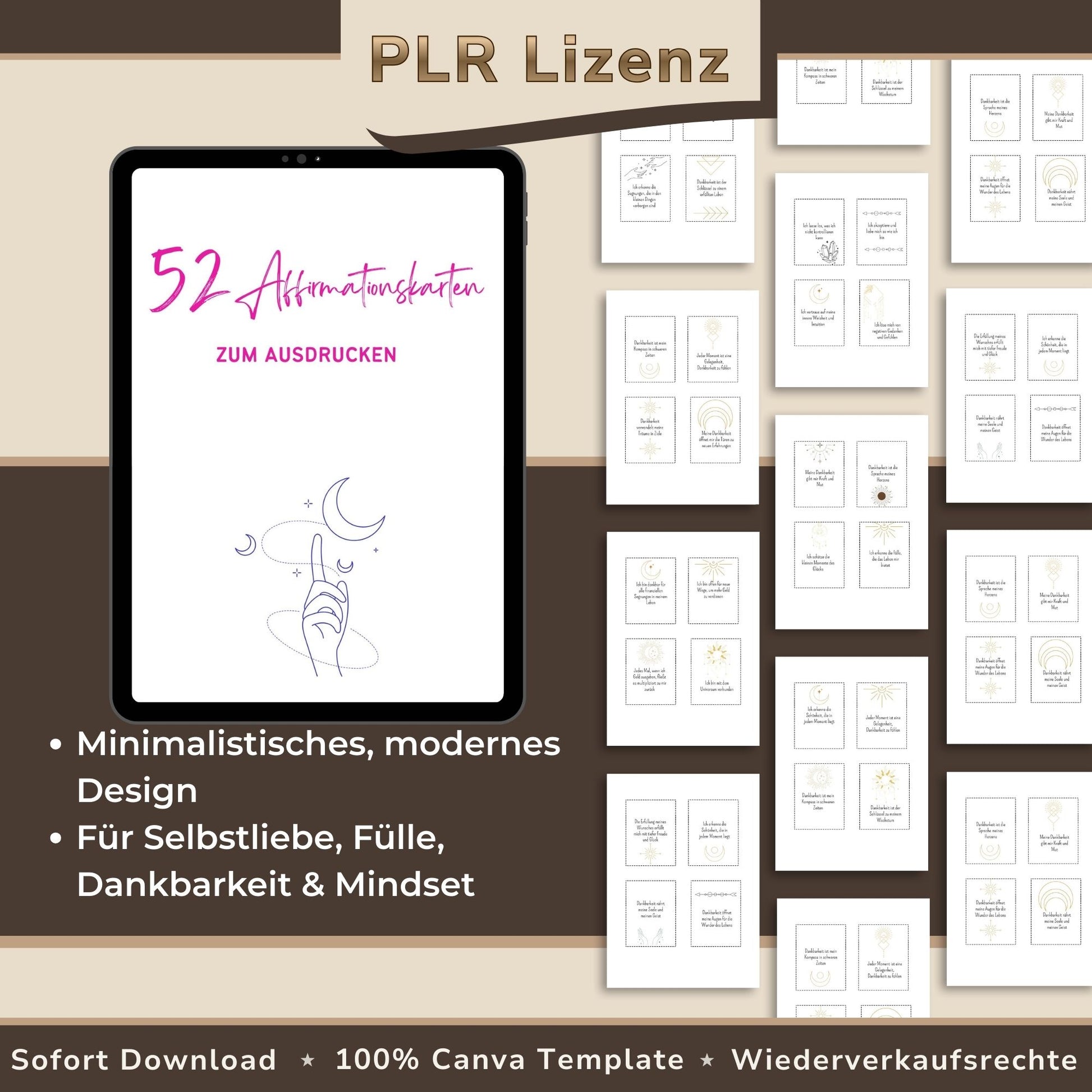 52 Affirmationskarten zum Ausdrucken mit PLR Lizenz
