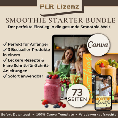 Smoothie Starter Bundle – 3-teiliges digitales Smoothie-Set mit Rezepten, Zutaten-Guide und Zubereitungs-Cheat-Sheet für eine gesunde Ernährung