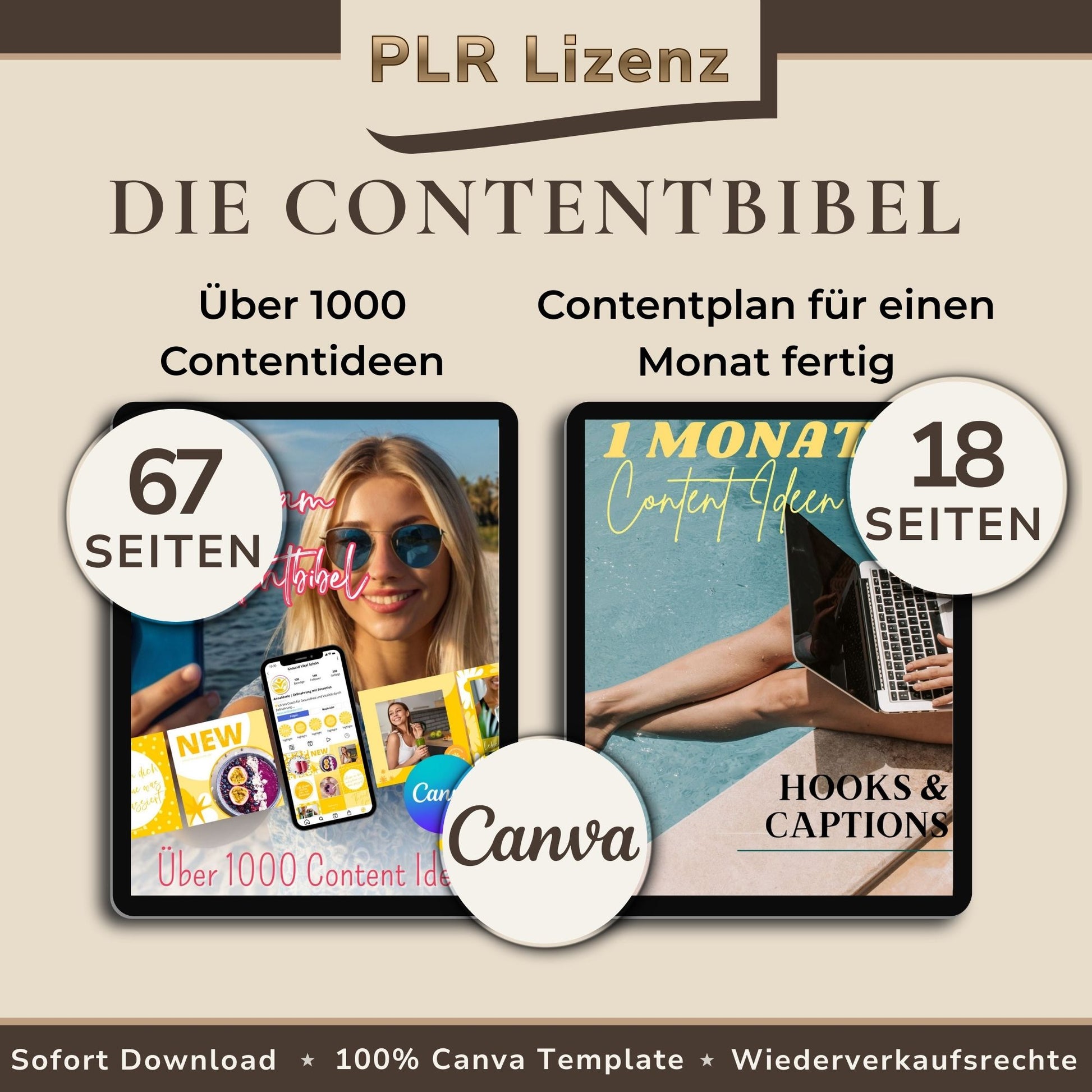 Cntentbibel, Bundle aus zwei Instagram-Content-E-Books: 1 Monat Hooks & Captions und Contentbibel mit über 1000 Content-Ideen