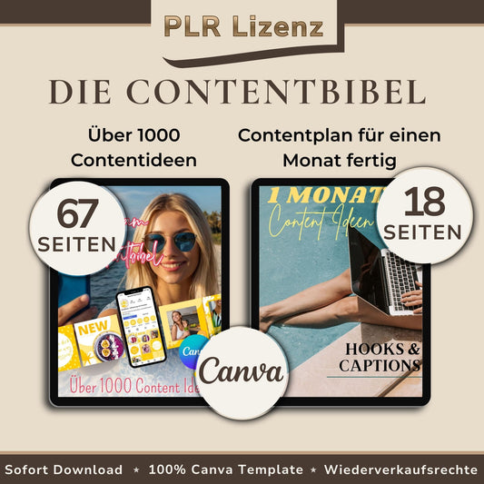 Cntentbibel, Bundle aus zwei Instagram-Content-E-Books: 1 Monat Hooks & Captions und Contentbibel mit über 1000 Content-Ideen