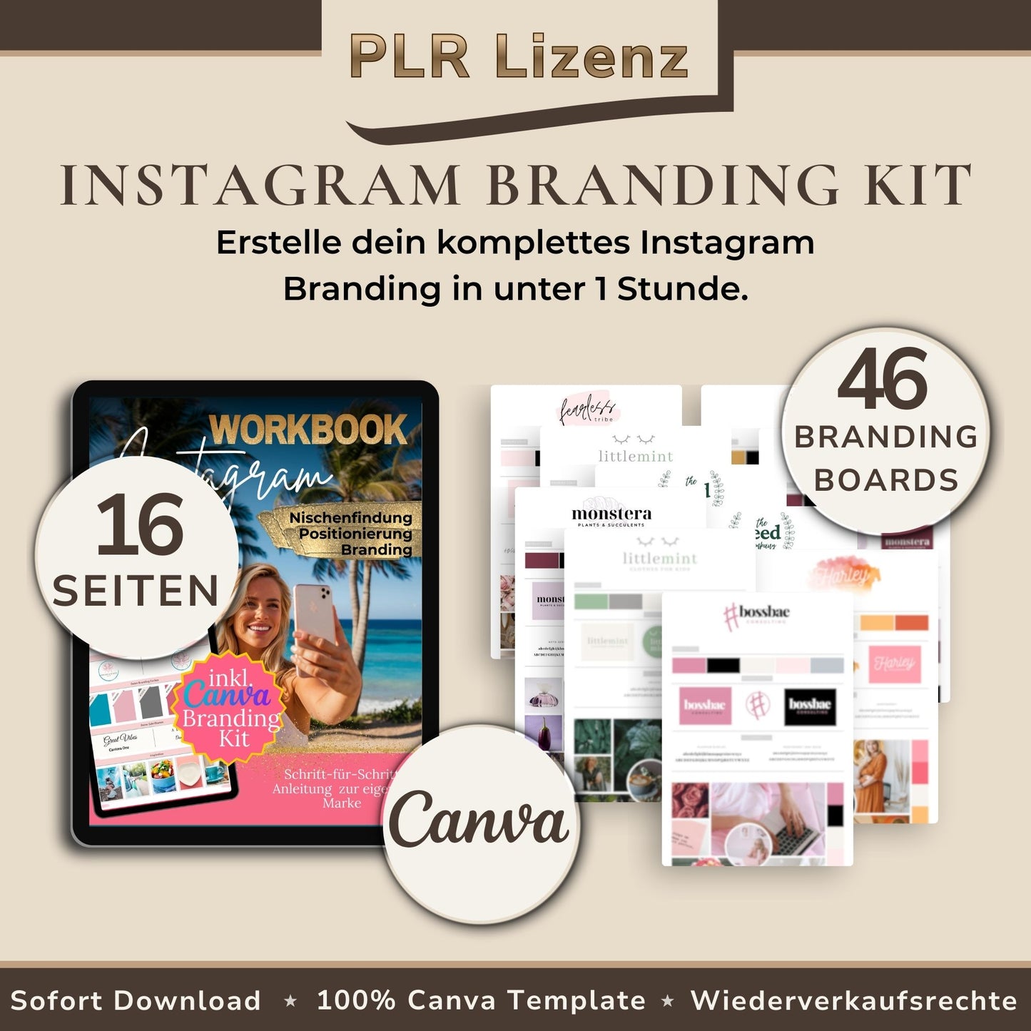 Instagram Branding Kit mit Workbook, Canva-Branding-Toolkit und 46 anpassbaren Branding-Board-Vorlagen