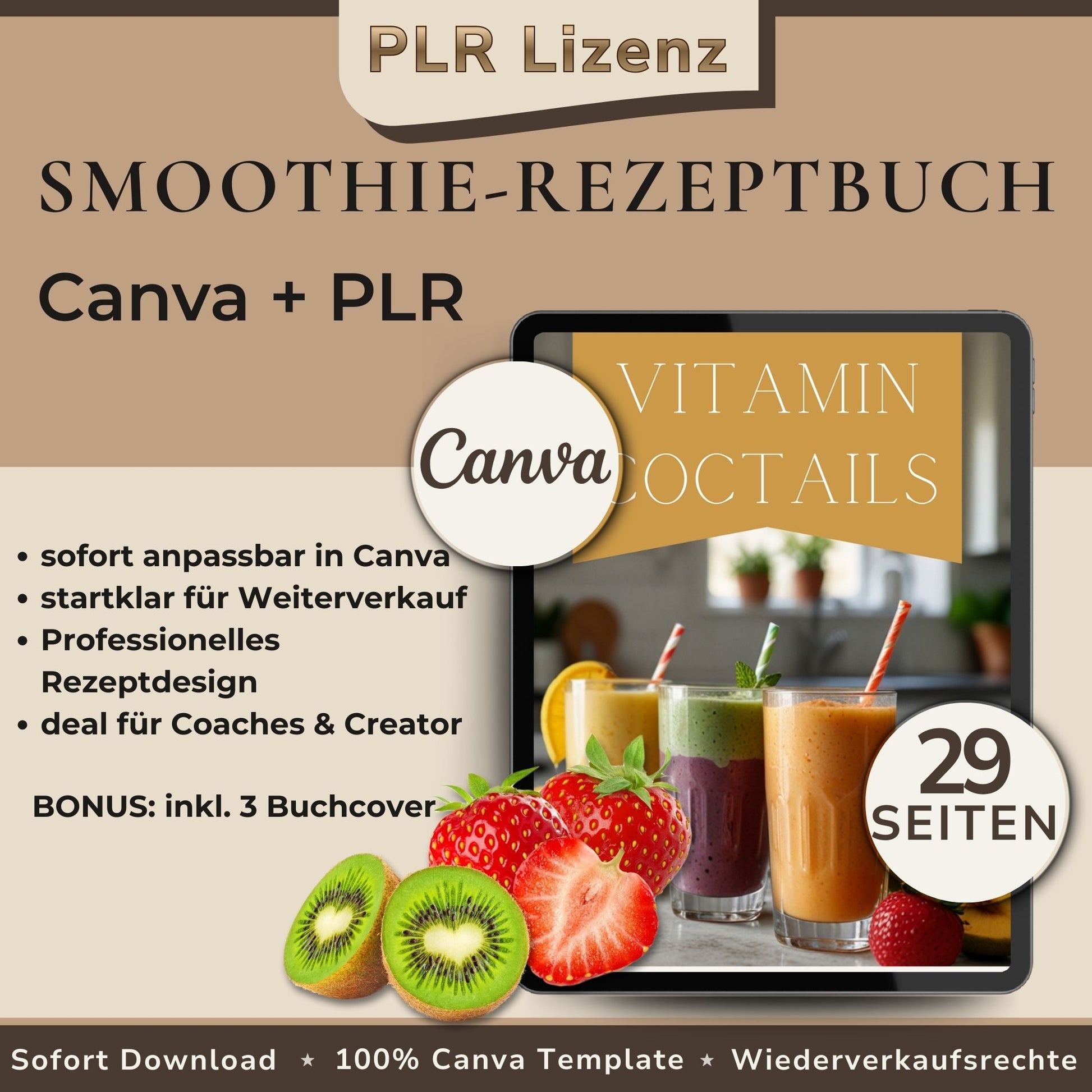 Smoothie Rezeptbuch – digitales PDF mit 30 gesunden Vitamin-Cocktail Rezepten