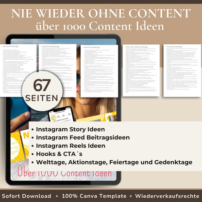 Contentbibel, E-Book ‚1 Monat Hooks & Captions‘ mit 30 Tagen fertigen Instagram-Contentideen, Hook-Vorlagen und Caption-Beispielen.