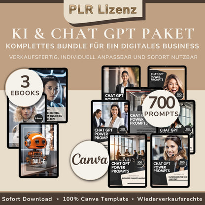 KI & Chat GPT Paket Komplettbundle für digitales Business PLR