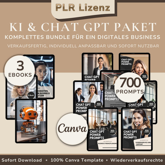 KI & Chat GPT Paket Komplettbundle für digitales Business PLR
