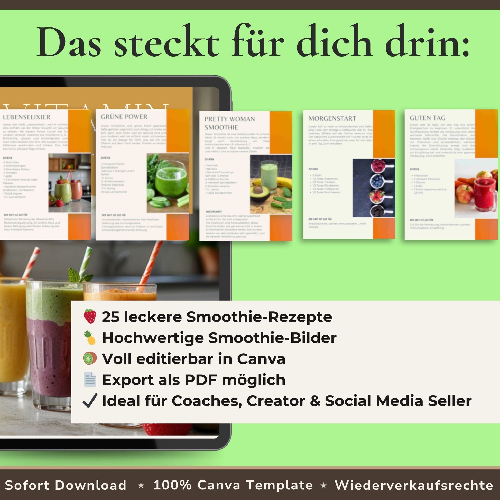 Smoothie Rezeptbuch – digitales PDF mit gesunden Vitamin-Cocktail Rezepten